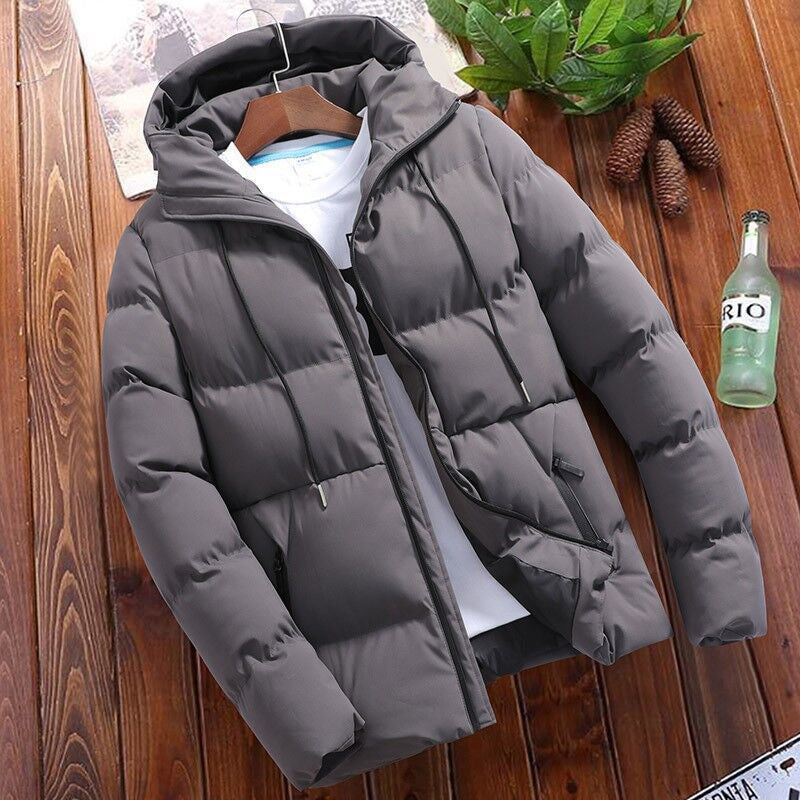 Winterjacke gefüttert mit Kapuze und Steppung für Herren in Grau - Ansicht 5