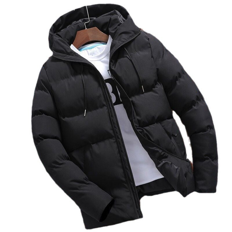Winterjacke gefüttert mit Kapuze und Steppung für Herren in Schwarz