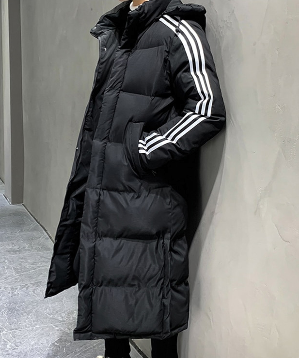 Winterjacke mit Steppung und langem Schnitt für Herren in Schwarz