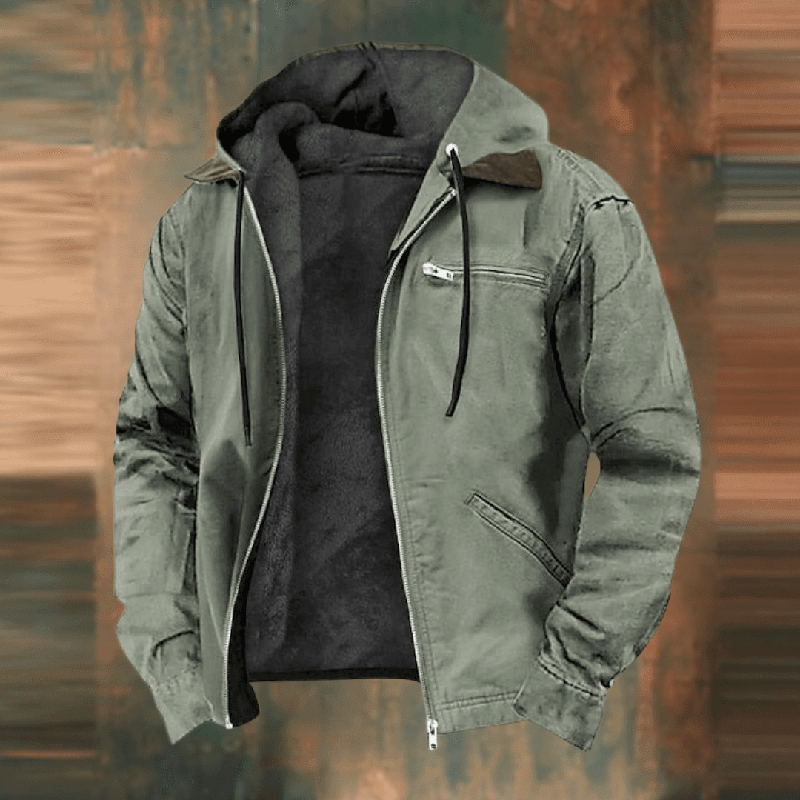 Winterjacke mit Kapuze, Reißverschluss und Futter für Herren in Grün - Ansicht 7