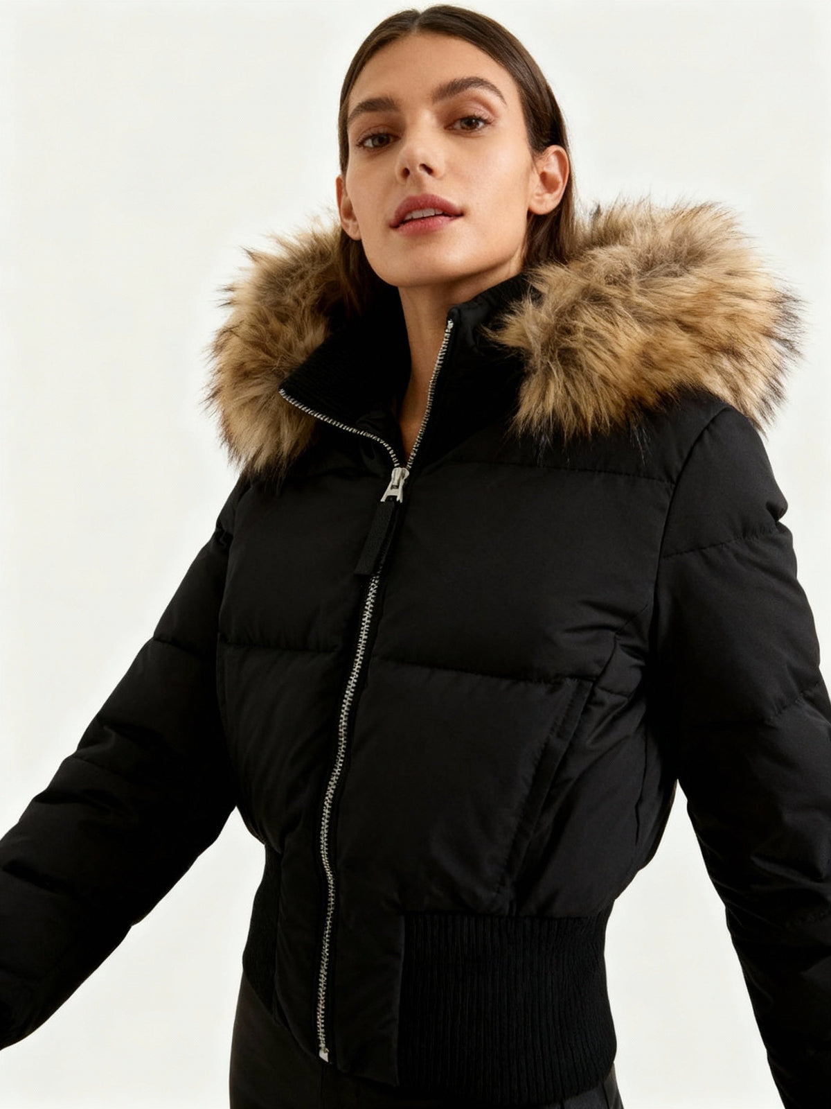 Winterjacke mit Steppung und Kunstfellkapuze für Damen