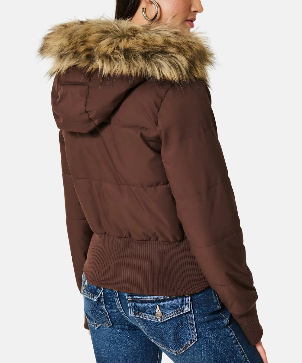 Winterjacke mit Steppung und Kunstfellkapuze für Damen